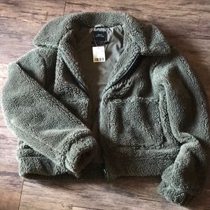 NWT Urban Outfitters Olive Teddy Jacket / Size S